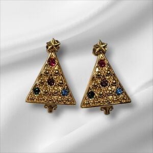 Vintage Gold Christmas Tree Earrings